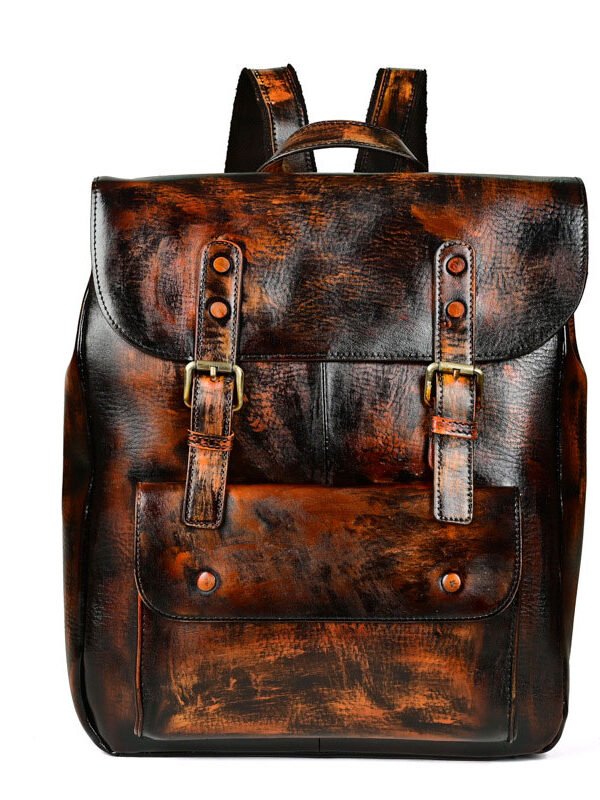 Vintage Brown Leather Backpack