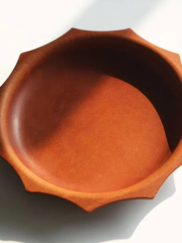 Handmade Round Leather Tray